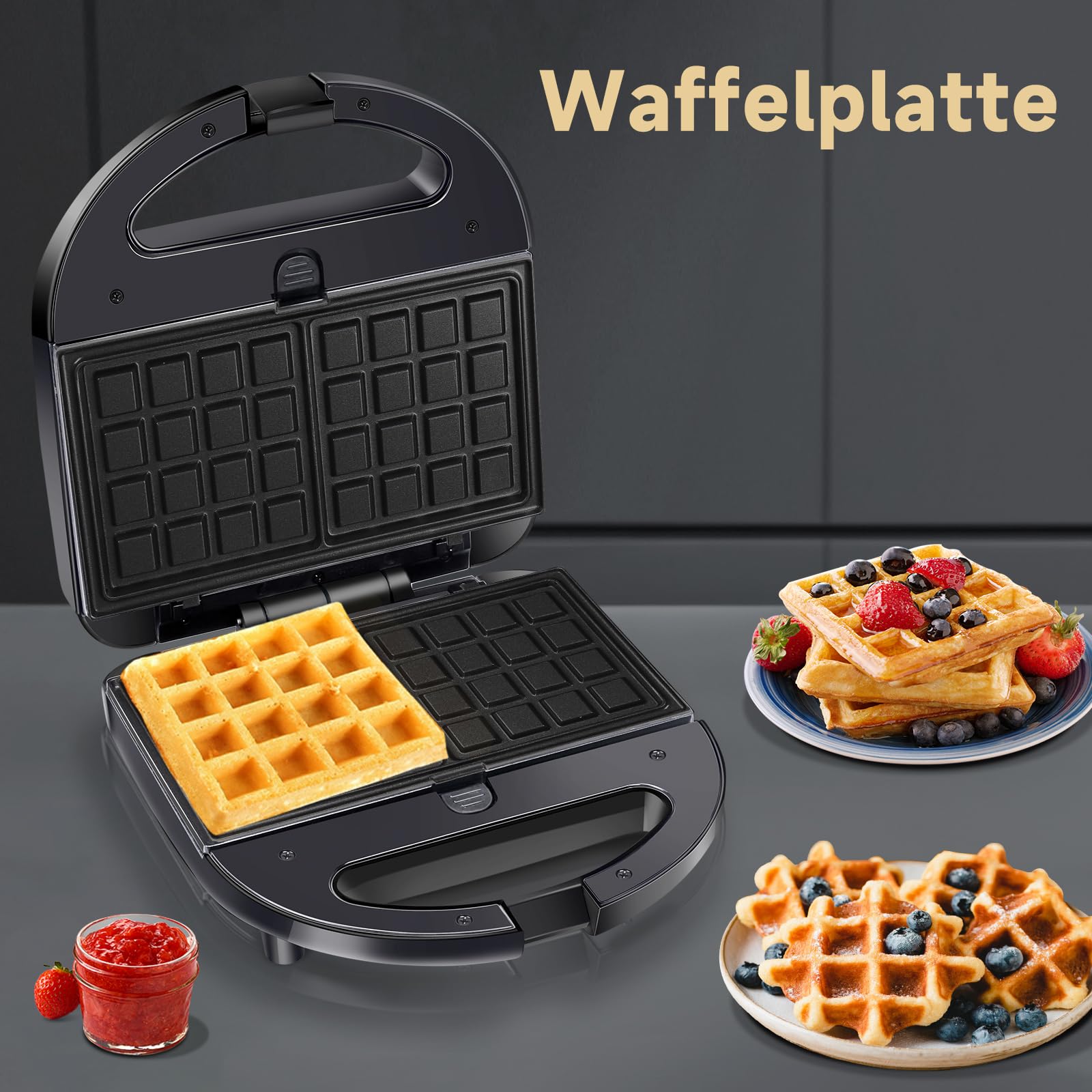 Sandwichmaker 3 in 1 750 W 30JVU Kontaktgrill Waffeleisen