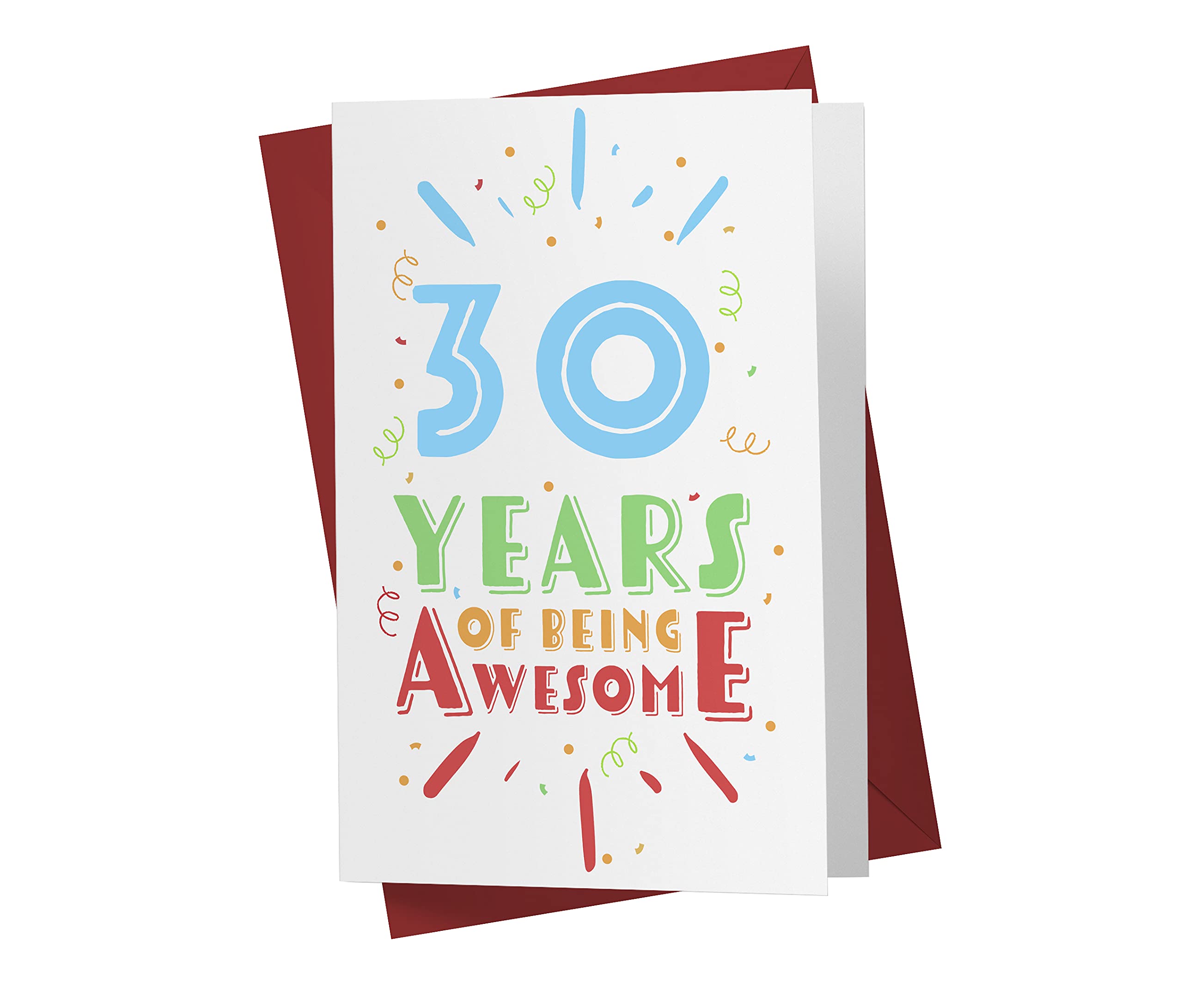 Karto 30th Birthday Card for Men Women - Large 5.5x8.5 inch 30 Years Old Birthday Cards for Him Her - Awesome