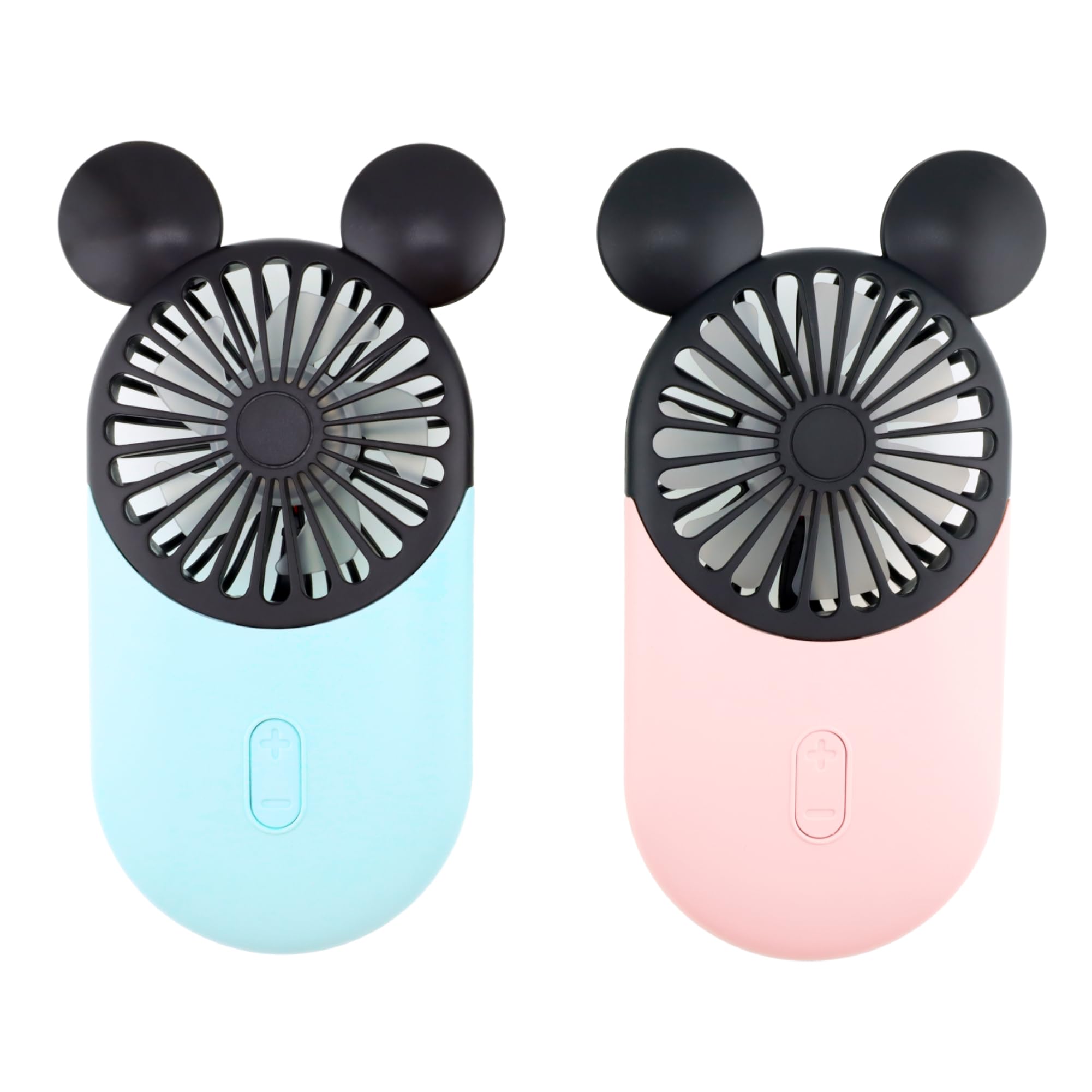 Cute Mouse Personal Mini Fan, Handheld & Portable USB Rechargeable Fan with 3 Adjustable Speeds, Perfect for Indoor Or Outdoor Activities, Cute Mouse 2 Pack (Pink+Blue)