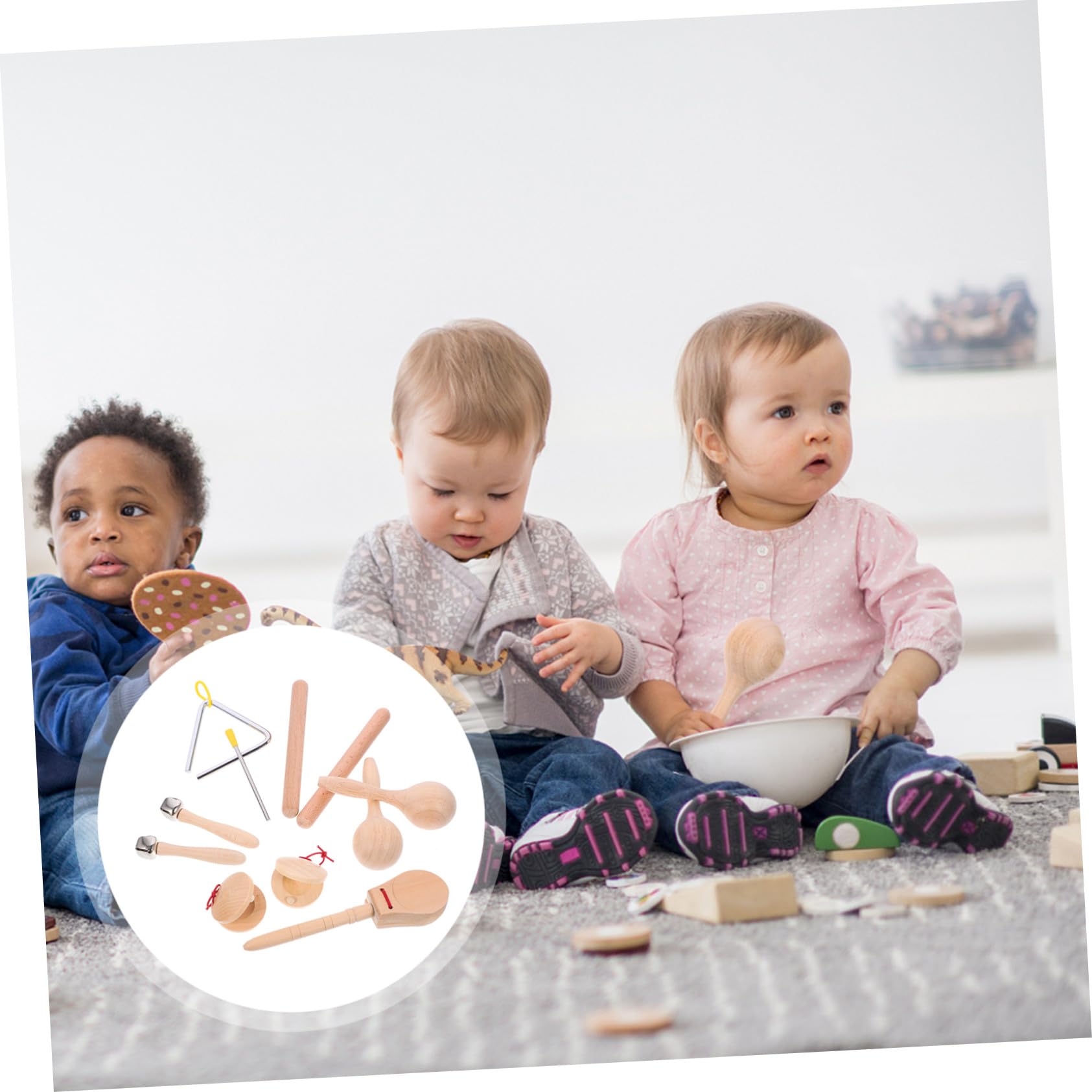 Strumenti Musicali in Legno per Anni Tamburello Maracas e Percussioni Educative per Sviluppo Creatività e Coordinazione Mano Occhio in Legno Naturale con Sacchetto