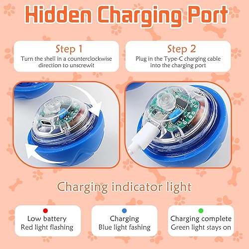 Miniatura 2 de Pelotas interactivas de juguetes para perros, juguete automático de bola agitada rodante para cachorros pequeños y medianos, pelota inteligente para