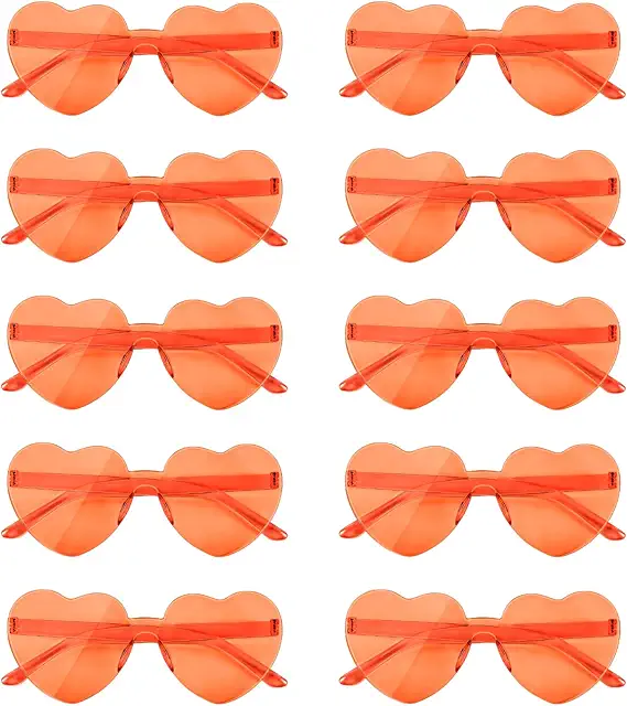 10 Pairs Heart Shaped Sunglasses - Oranje Bril for Women, Valentine's Day & Party Gifts