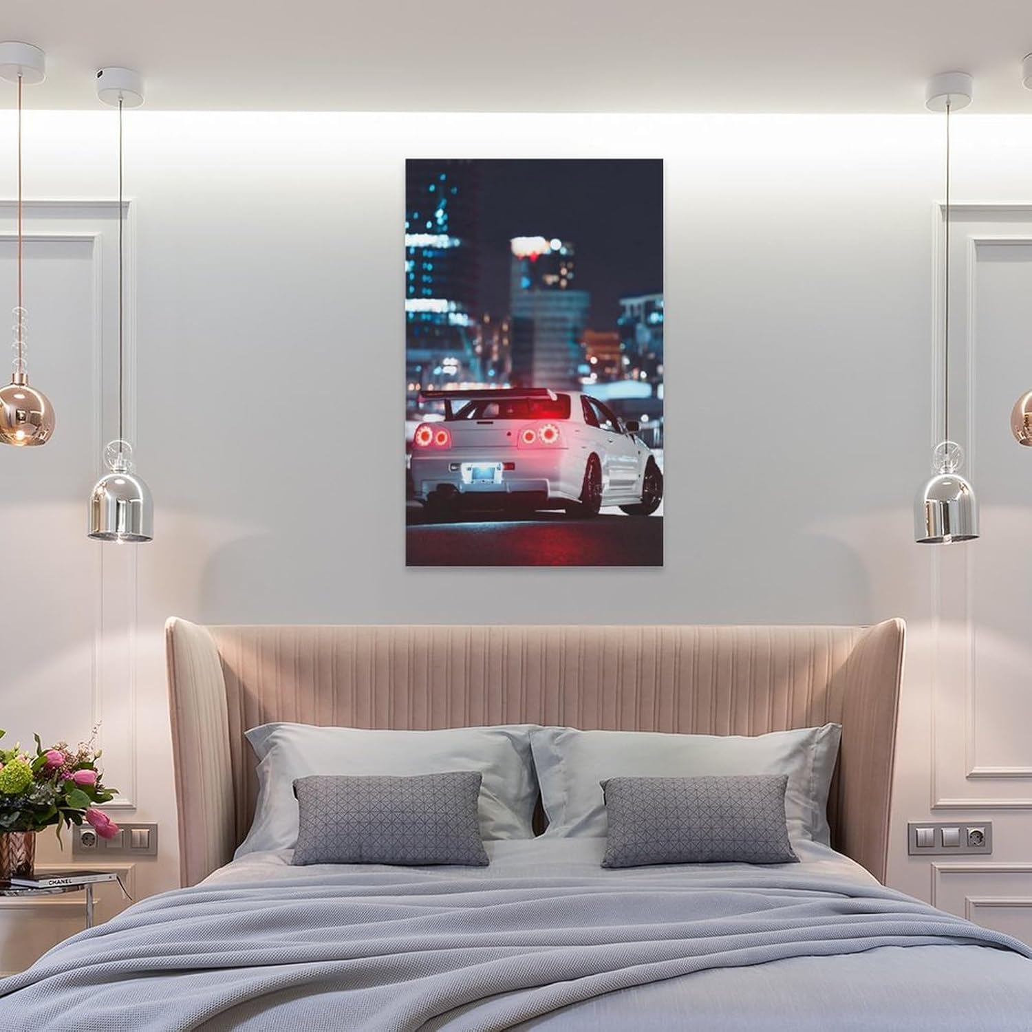 R35 R34 JDM Car Japan White Poster Canvas Wall Art Posters & Prints Hanging Painting for Bedroom Classroom Dorm Living Room Aesthetic Decor Mural Framed Unframed 12x18inch(30x45cm) - Image 7