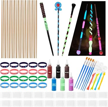CharmFields Magic Wand Making Kit, DIY Painting Art Craft Set, Wand Making for Birthday Party Favors, Kids Gift, Wizard Halloween Party Supplies, School Activities 78 PCS in All