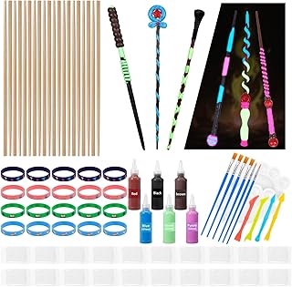 CharmFields Magic Wand Making Kit, DIY Painting Art Craft Set, Wand Making for Birthday Party Favors, Kids Gift, Wizard Halloween Party Supplies, School Activities – 78 PCS in All
