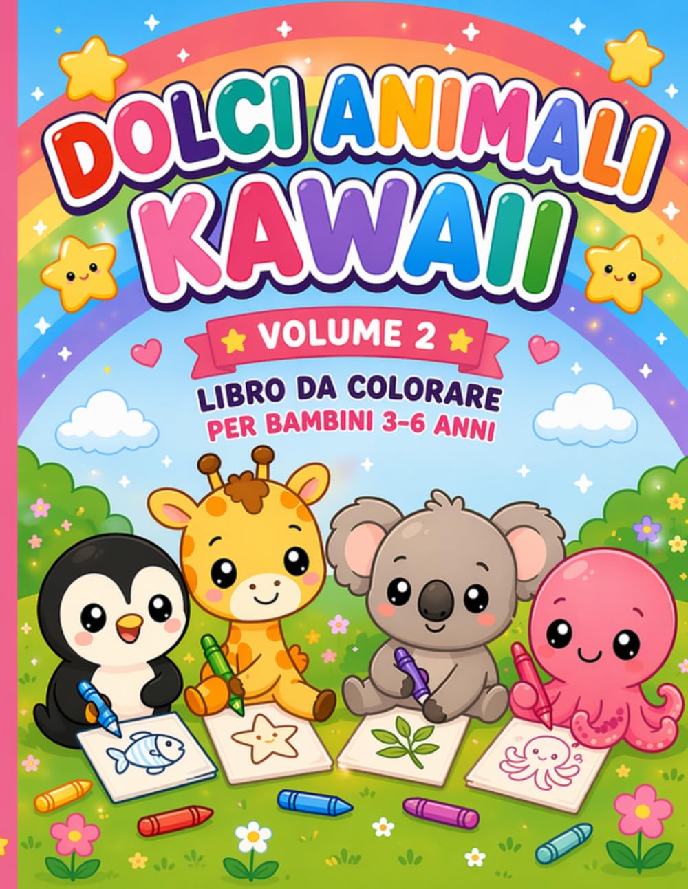Dolci Animali Kawaii Volume 2: Nuovi animali kawaii da colorare – Disegni grandi e semplici per bambini piccoli – Perfetto per sviluppare creatività e rilassarsi