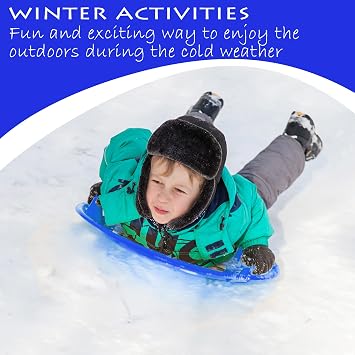 Slippery Racer Heavy-Duty Cold Resistant Downhill Pro Plastic Outdoor Winter Saucer Disc Snow Sled with Handles.