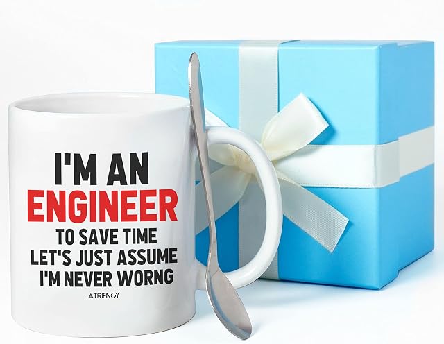 TRIENCY Funny Coffee Cups Gift Set with Spoon - Ideal Mother's Day, Father's Day, Birthday, Christmas, Graduation Day, Retirement Gifts for Mum, Dad, Granddad, Grandma, Friends, Colleagues