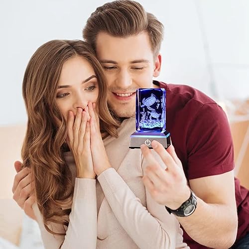 Miniatura 5 de YANZXU Tortuga marina 3D "I Love You Forever" con base de luz LED colorida, regalos de Navidad, regalo de cumpleaños para novia, mujer, tía, esposa,