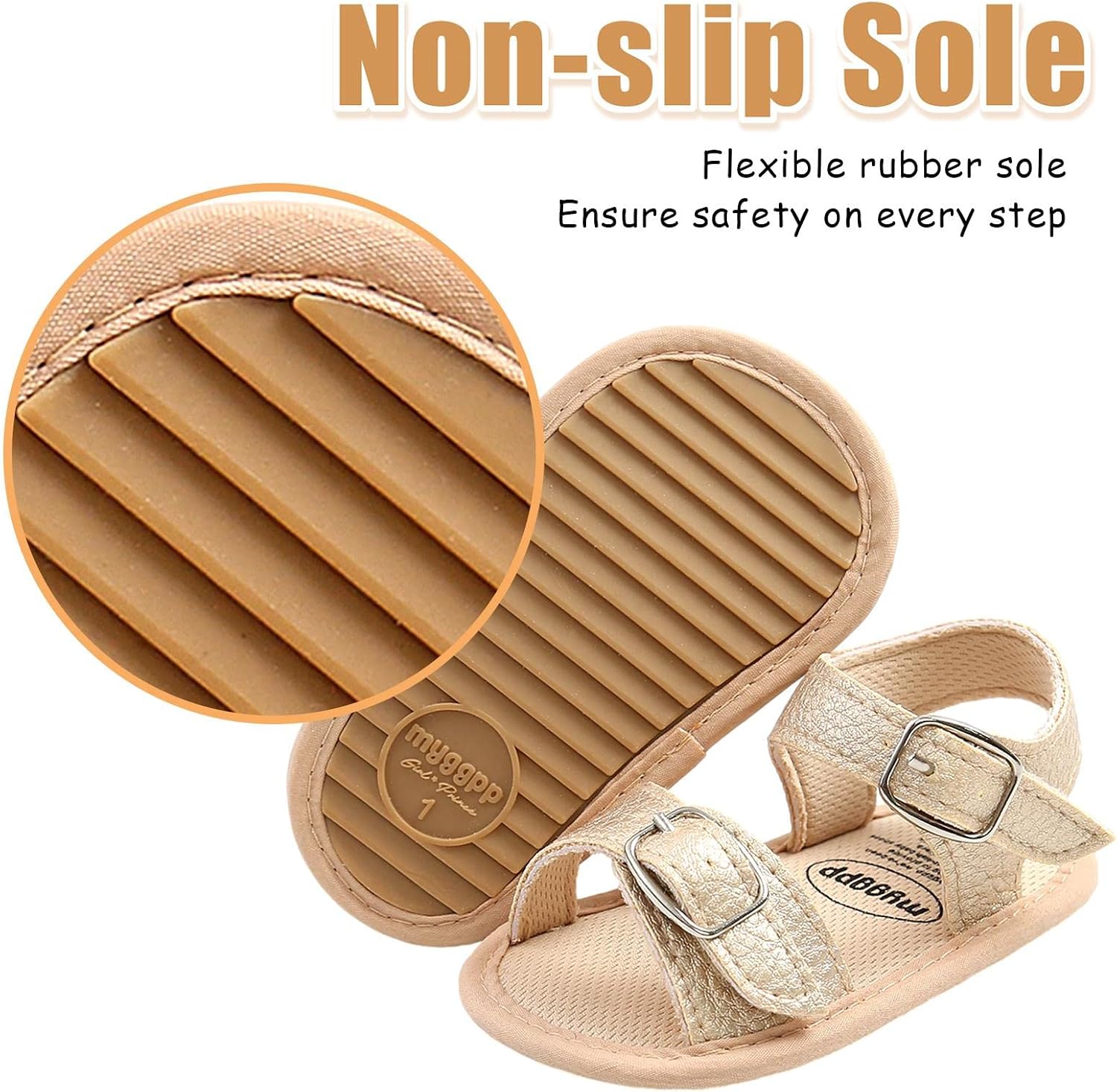 Neband Baby Girl Sandals Infant Toddler Girl Summer Flats Sandals Non-Slip Sole First Walking Open Toe Sandals for Newborn Girls 0-18M