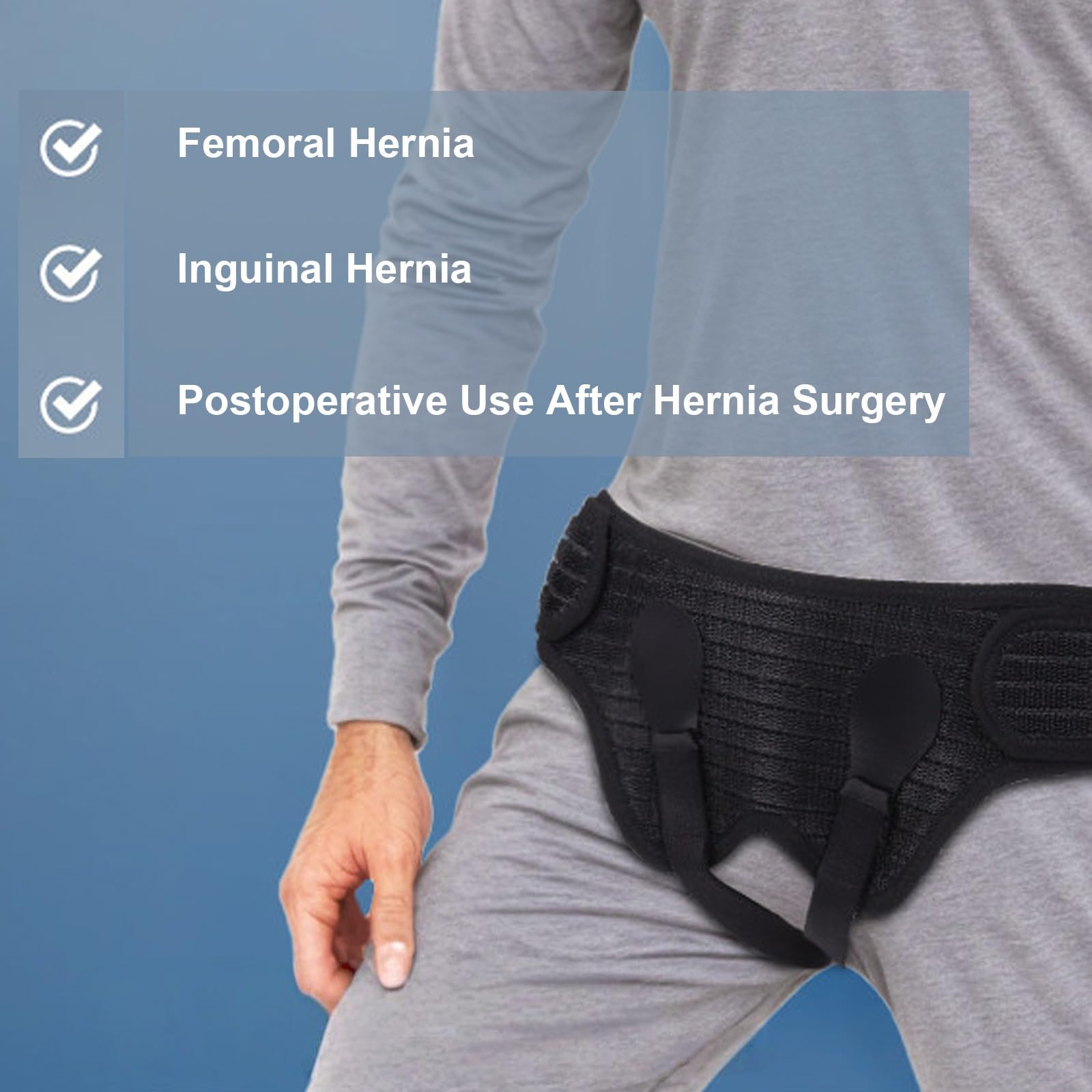 Slip Ernia Inguinale Uomo Doppia, Cintura per Ernia Inguinale con 4 Cuscinetti a Compressione – per Ernia Inguinale e Femorale e per Il Recupero Post-Operatorio(Small)
