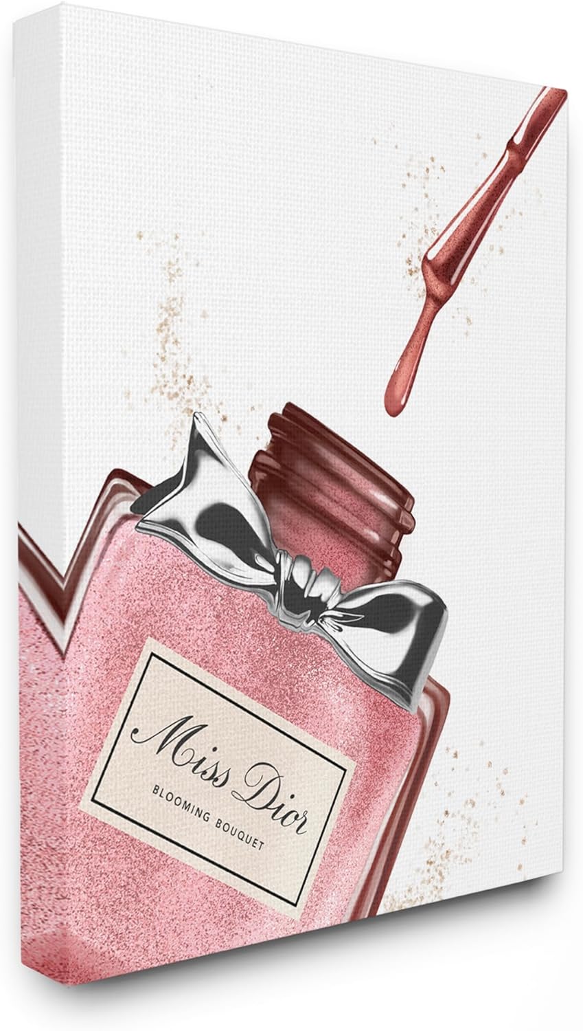 Stupell Industries 'Makeup Nail Polish Brush Pink Silver Drip', Canvas Art, 30 x 40 Inches, Easy to Hang and Sturdy, Made in USA, by Ziwei Li