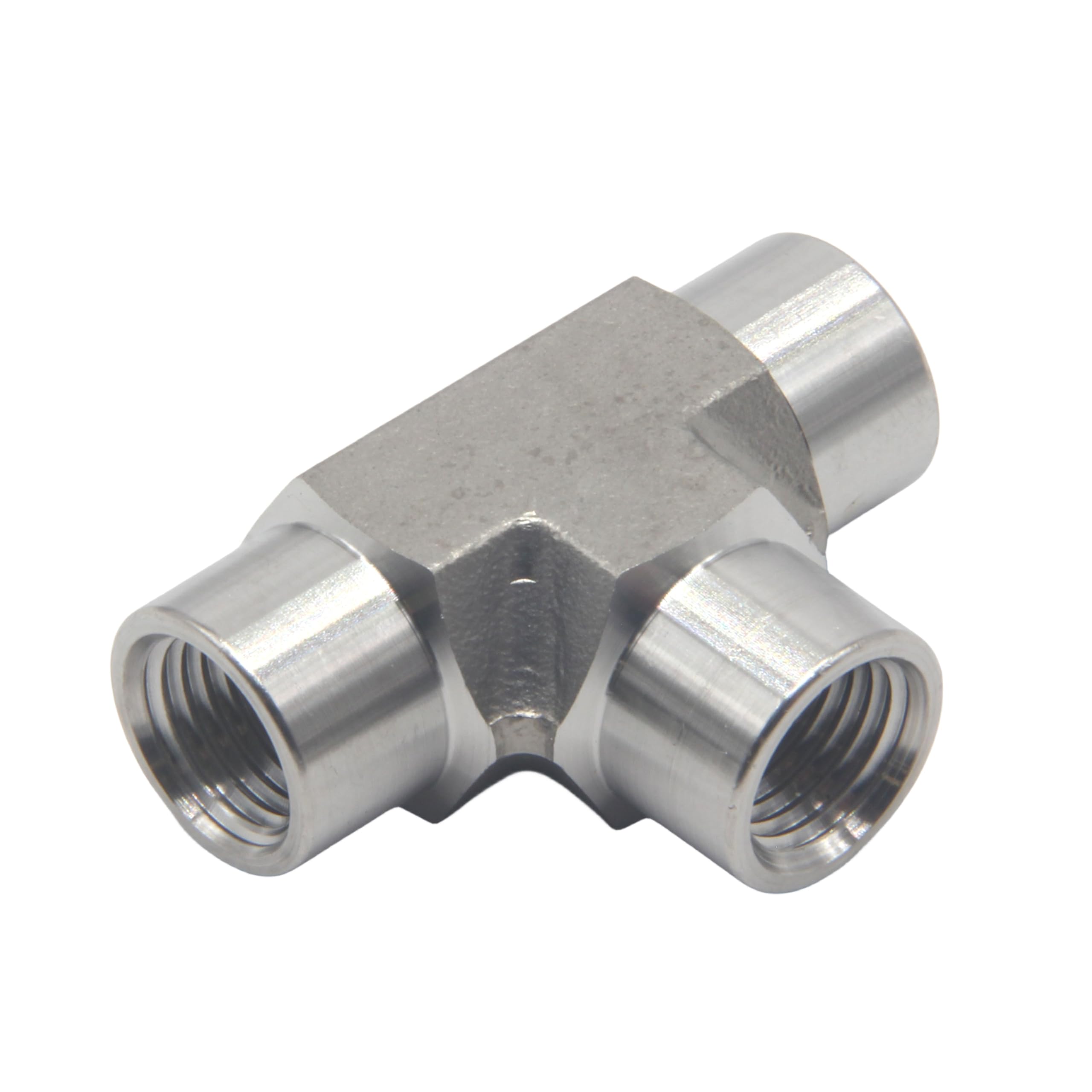 HFS(R) 3/8" NPT Female 3 Way Tee, 304 Stainless Steel Forged Pipe Fitting Street Tee (3/8" FNPT)