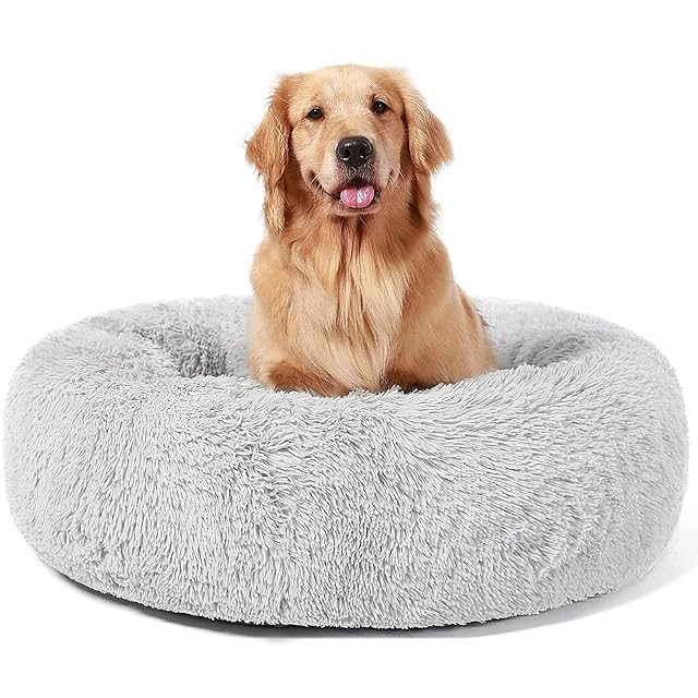 ANWA Camas calmantes para perros con forma de dona, camas para perros extragrandes