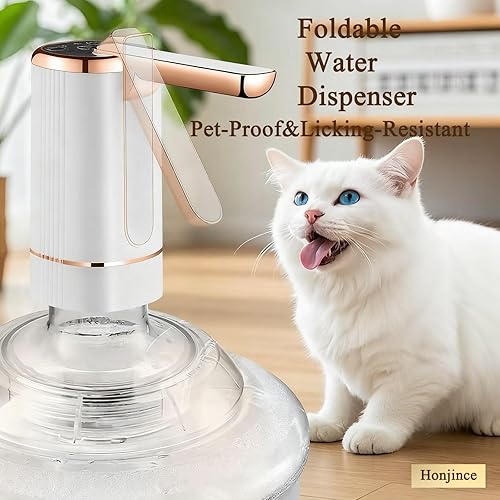 Miniatura 4 de Dispensador de agua eléctrico plegable para jarra de 5 galones, carga USB, 3 modos con interruptor de apagado automático, portátil para el hogar, al