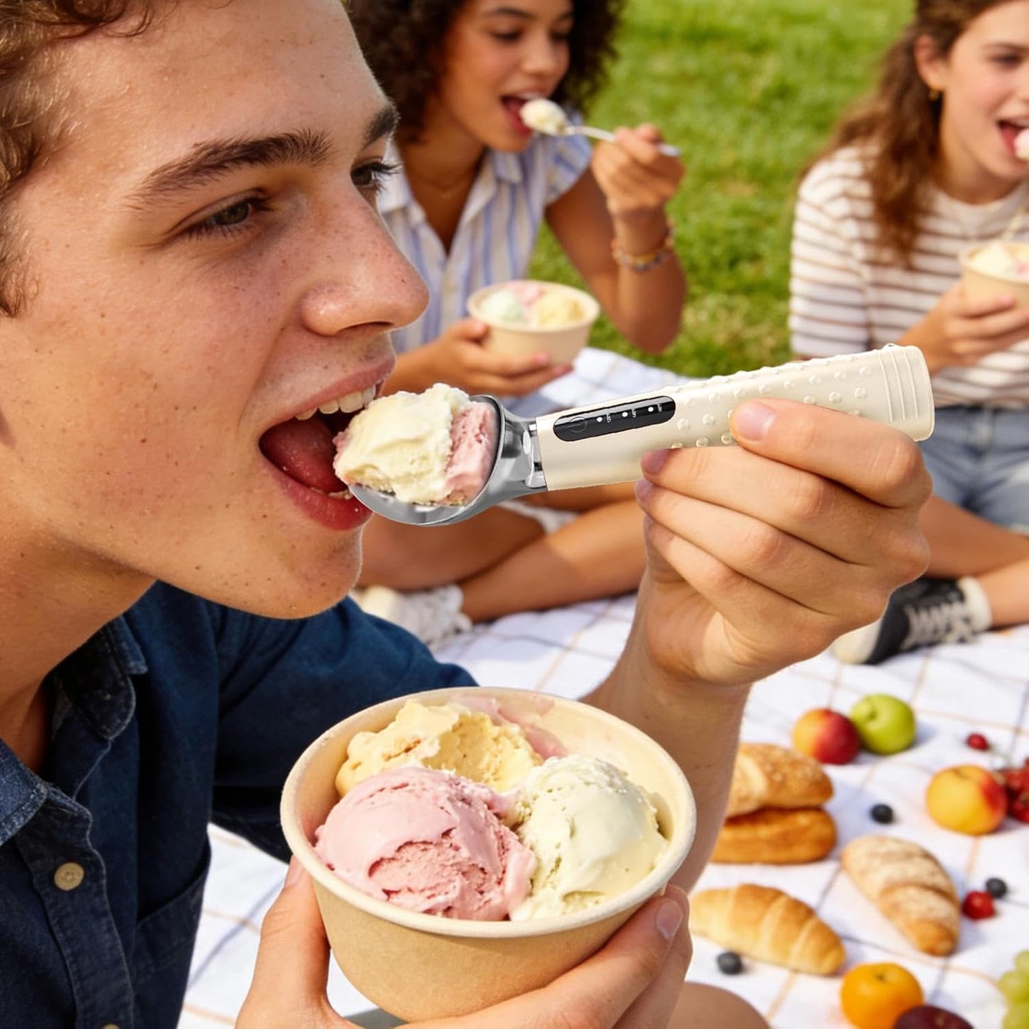 Heated Ice Cream Scoop, Effortless Use, 4.5x3.7x18.7cm, Fast Heating Ice Cream Scoop, Warmer Dessert Server, Rechargeable, For Home Dorm Kitchens