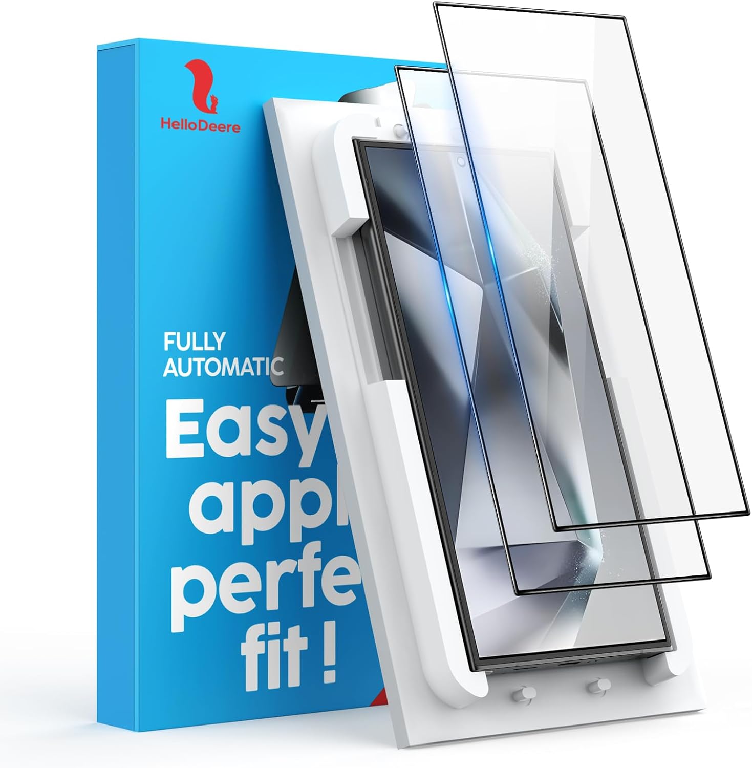 HelloDeere Compatible with Samsung Galaxy S24 Ultra Screen Protector Clear,[100% Fingerprint Unlock][Shatterproof][Anti-Fingerprint] 3D Full Coverage 9H Screen Protector,Easy Installation,2 Pack