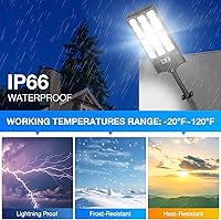 Vista 4 de Farolas solares para exteriores, luces LED solares de 20000 lm con control remoto, luces con sensor de movimiento, para exteriores, patio, garaje