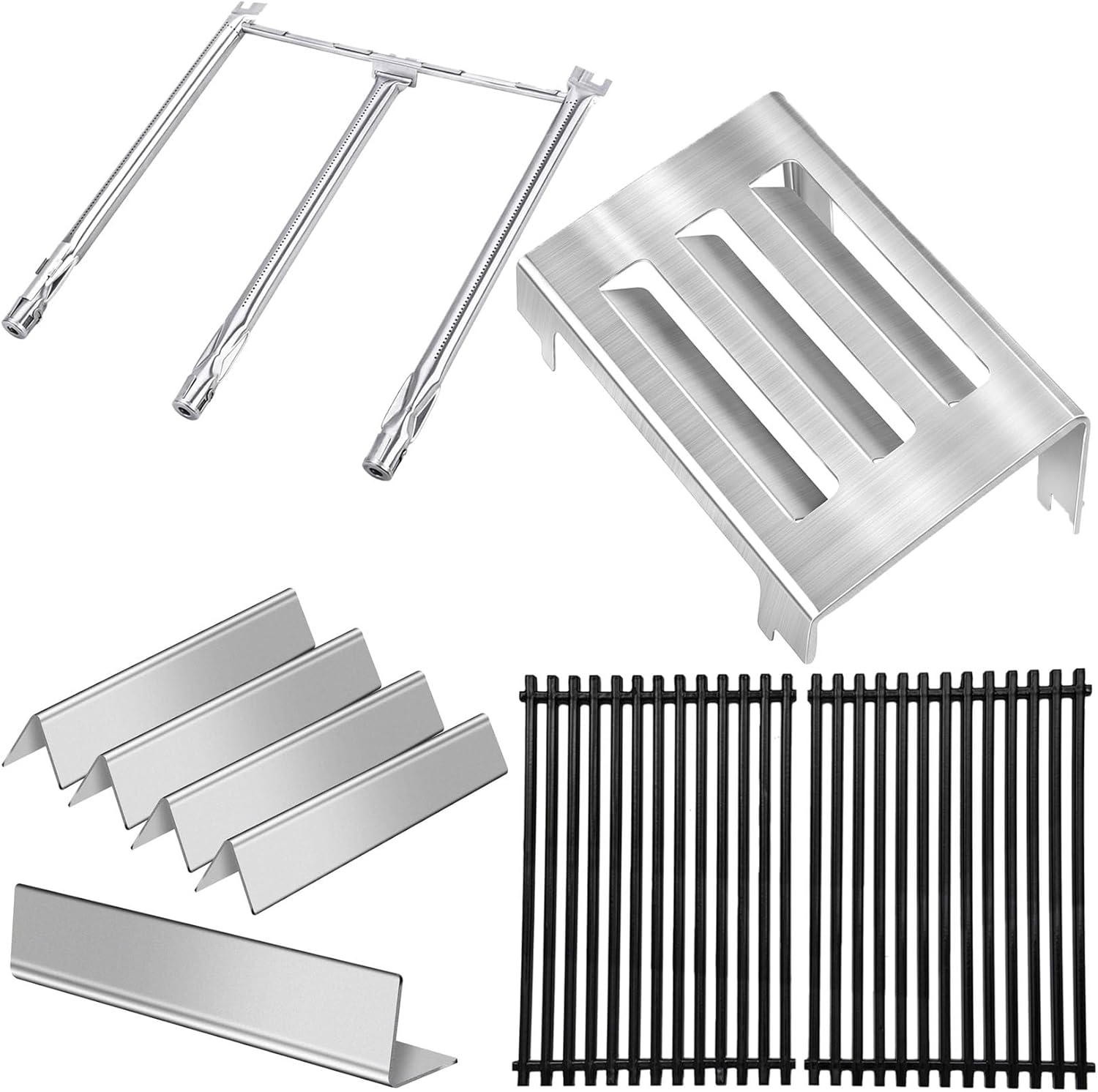 GasSaf Heat Deflector 67060, Flavorizer Bars 7636, Grill Burners 69787 and Grill Grates 7525 Replacement for Spirit 300 Series, E310 E320 E330 S310 S320 S330 Gas Grills with Front Control Knob