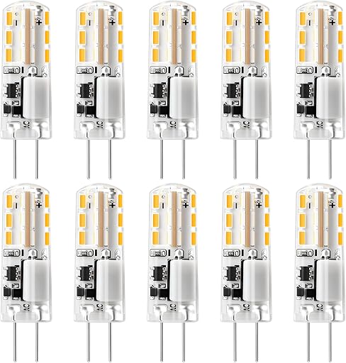 G4 LED Bulb 12V (AC/DC) 2W - Warm White 2700K, Non-dimmable, Bi Pin Base, 10-Pack - Replace 10W-20W Halogen Bulbs for Home and Landscape Lighting