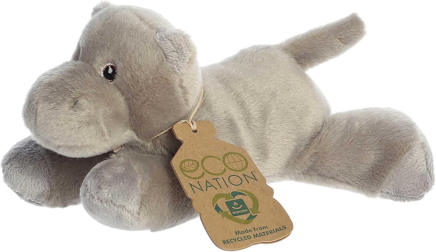 Aurora® Responsibly Made Eco Nation™ Eco Softies™ Hippo Stuffed Animal - Ideal for Playtime Adventures - Perfect for Birthdays or Just Because - Grey 8.5 Inches