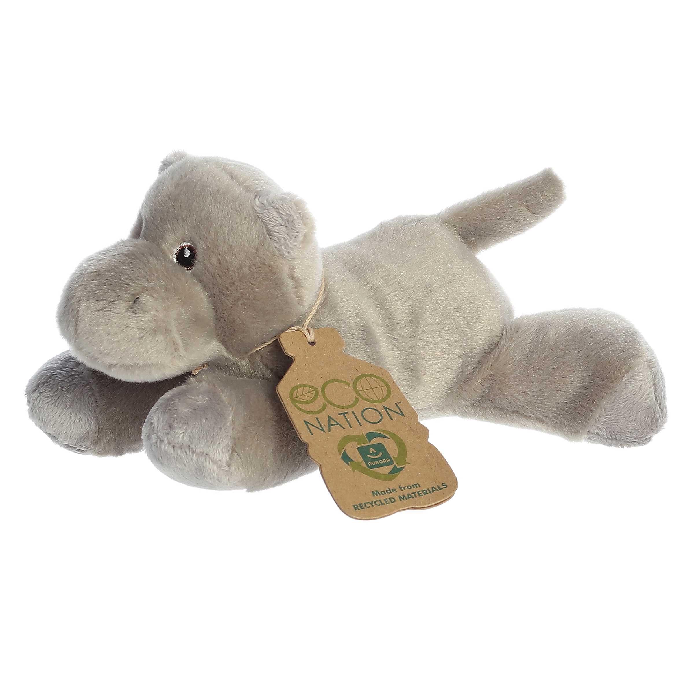 Aurora® Responsibly Made Eco Nation™ Eco Softies™ Hippo Stuffed Animal - Ideal for Playtime Adventures - Perfect for Birthdays or Just Because - Grey
