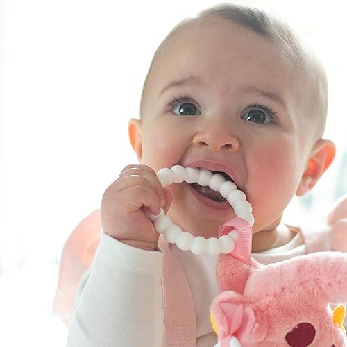 Miniatura 6 de Dr. Brown's Flexees - Anillos mordedores para bebé, suave 100% silicona, paquete de 6, negro, blanco, gris, rosa, sin BPA, 3 meses +