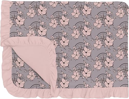 KicKee Pants Print Ruffled Toddler Blanket, Made from Viscose from Bamboo Fabric, Easy Transition from Crib to Bed, Silky Soft Baby and Kid Blankets disponible en Yaxa Venezuela