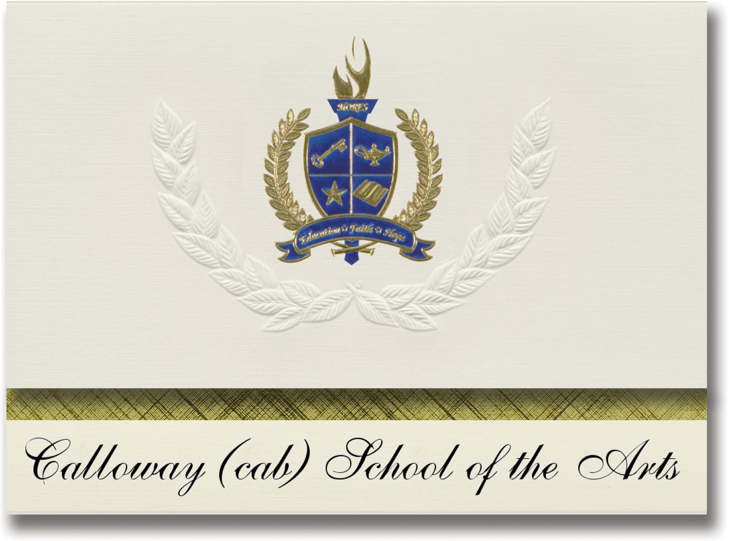 Signature Announcements Calloway (cab) School of the Arts (Wilmington, DE) Graduation Announcements, Presidential Elite Pack 25 with Gold & Blue Metallic Foil seal