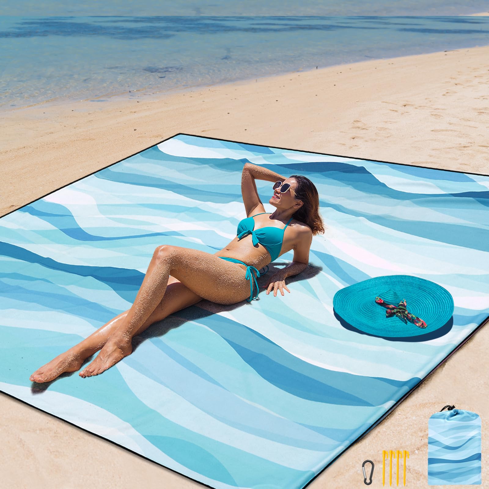 AISPARKY Beach Blanket Waterproof Sandproof Extra Large 79'x83'