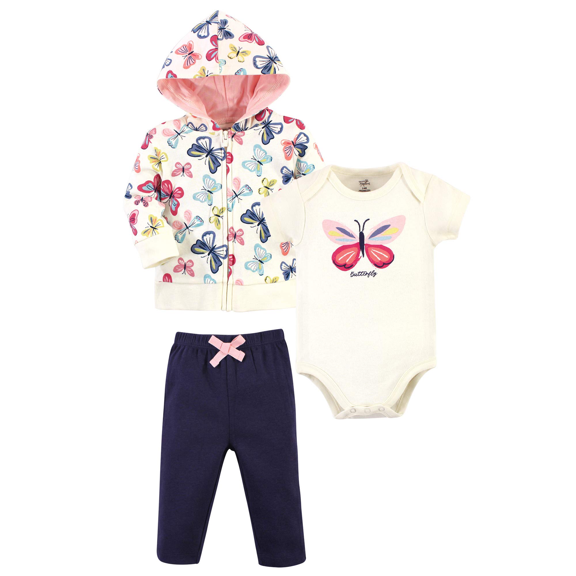 Touched by Nature - Felpa unisex per bambini, in cotone biologico, con cappuccio, body o maglietta e pantaloni