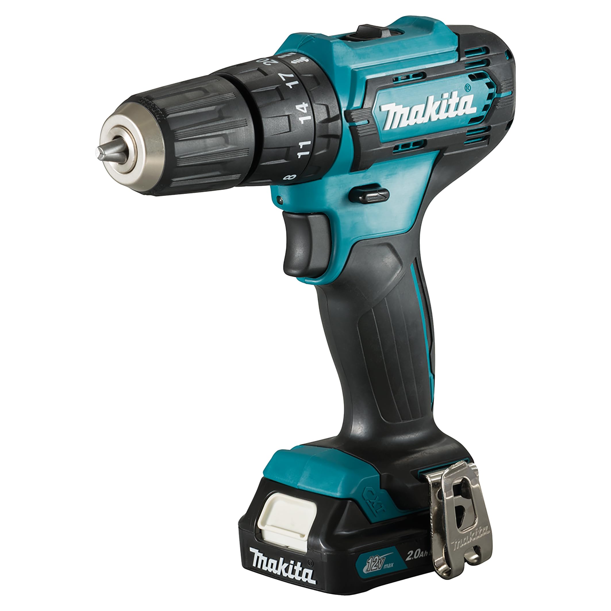 Makita HP333DSAX1 Schlagbohrschrauber 12 V Max., 2,0 Ah, 2 Akkus Plus Ladegerät in Transportkoffer, Batteriebetrieben, Blau