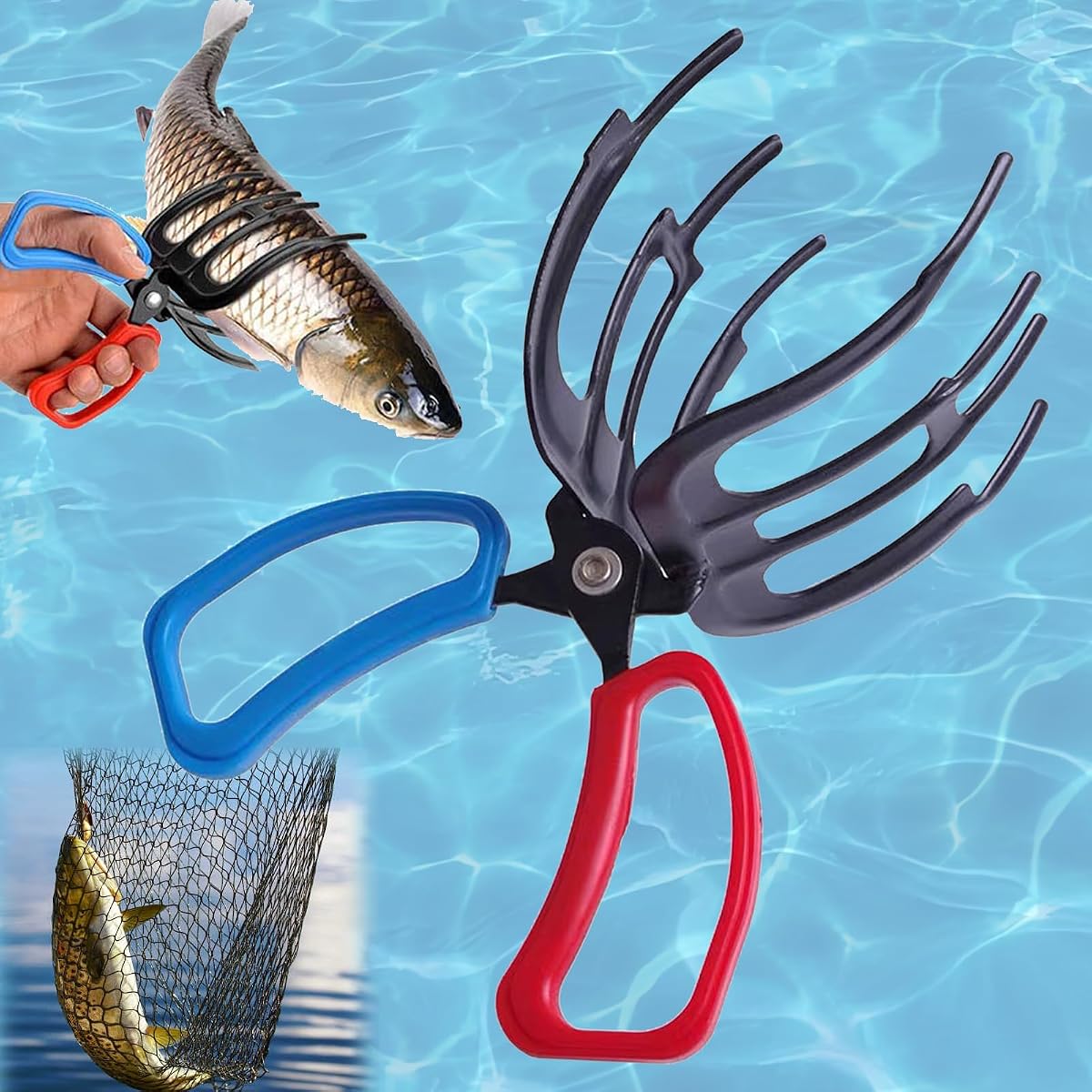 1/2PCS 3 Claw Fish Gripper, Fishing Pliers Gripper, Fish Clamp Forceps | Multifunctional Metal Fish Gripper, for Catch Most Freshwater Fish Fishing Accessories, fishing gear and equipment