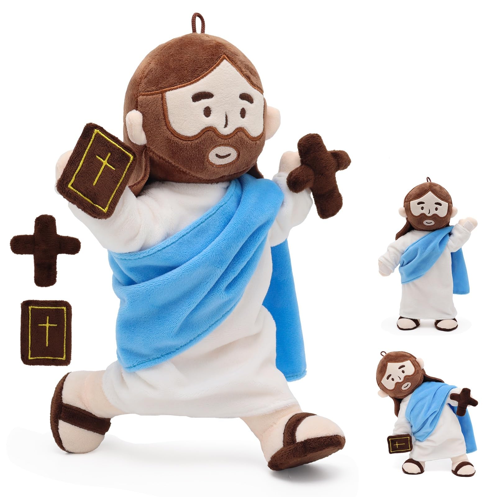 Jesus Plush Doll with Jointed Skeleton Jesus Plushie 13 4 Poseable Jesus with Removable Accessories Easter Christian Gifts