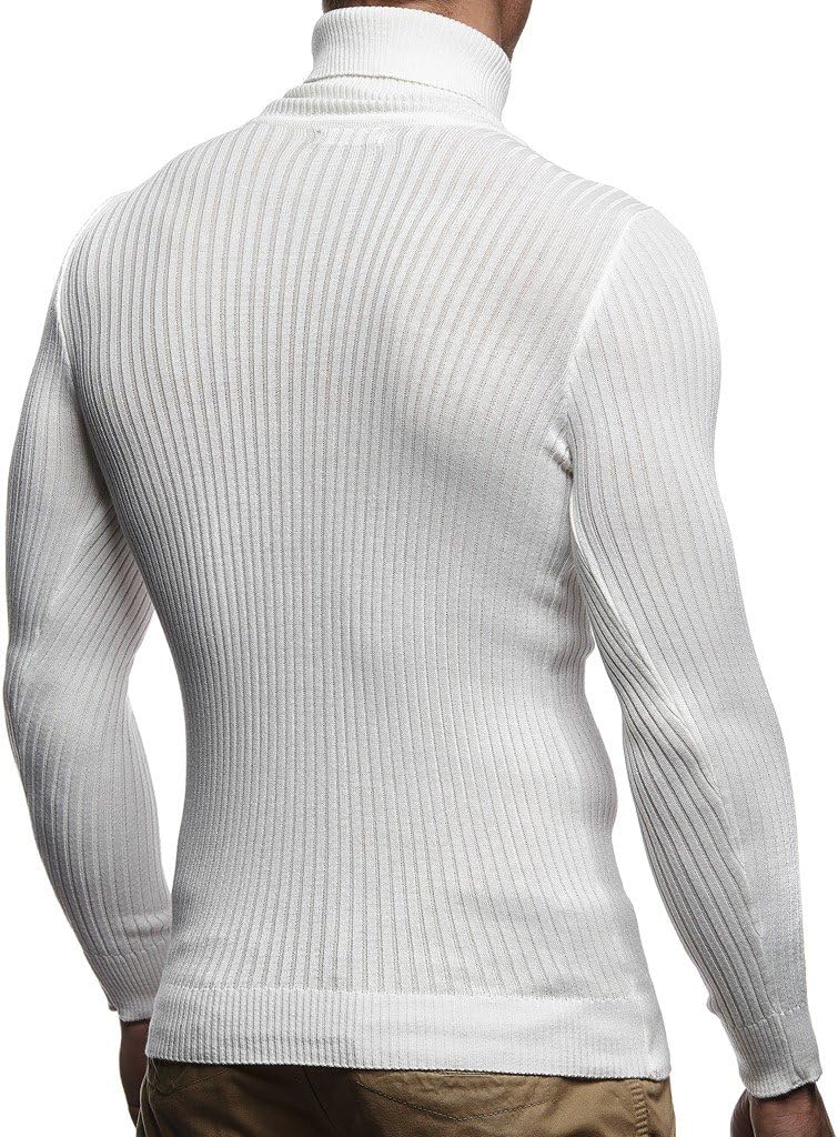 Leif Nelson Men's Turtleneck Sweater Slim Fit, Ribbed Knit Long Sleeve Polo Neck Pullover - Image 3