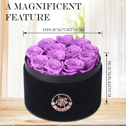 Miniatura 7 de Dekun Caja de regalo de rosa preservada, rosa real preservada para ella, rosa recién cortada de primera calidad, rosa para el día de la madre,
