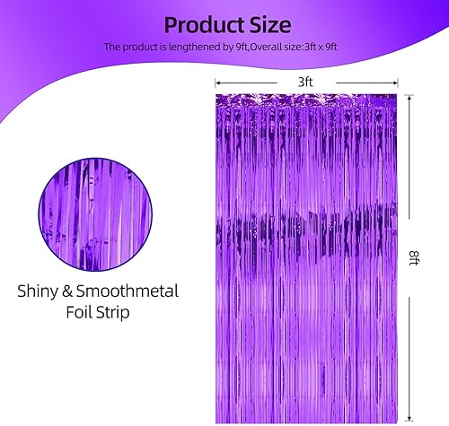 Miniatura 2 de Cortina de telón de fondo de flecos de papel de aluminio de 3 x 8 pies, cortinas de flecos de papel de oropel metálico, telón de fondo de
