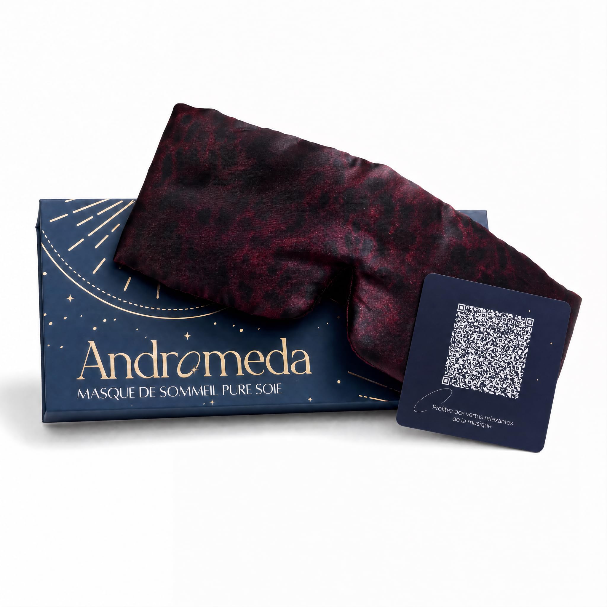 Andromeda bandeau de Sommeil 100% Soie | Bandeau de nuit occultant pour protéger les yeux de la lumière | Voyage, avion, maison, train, hôtel | Lavable | Femme et homme | Glamour
