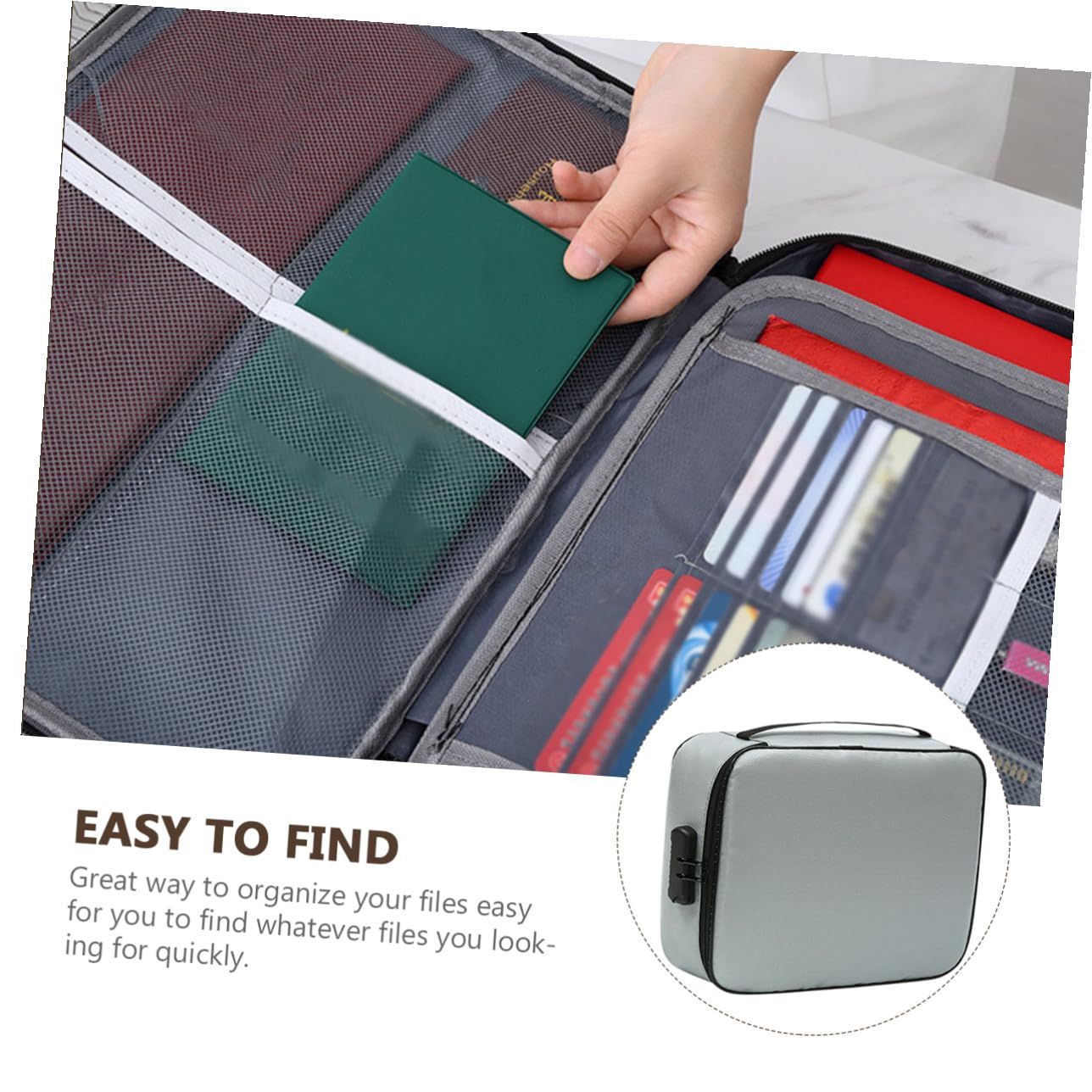 Borsa Porta Documenti Ignifuga Strati con Serratura e Zip Antifuoco Organizer da Viaggio Portatile Grande Capacità per Passaporti e File Custodia Sicura per Ufficio e Viaggi