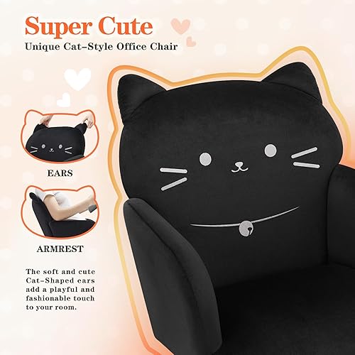 Miniatura 6 de IWMH Silla de oficina en casa, silla de escritorio de asiento ancho, lindas sillas giratorias de terciopelo para tocador, sillas de tareas con