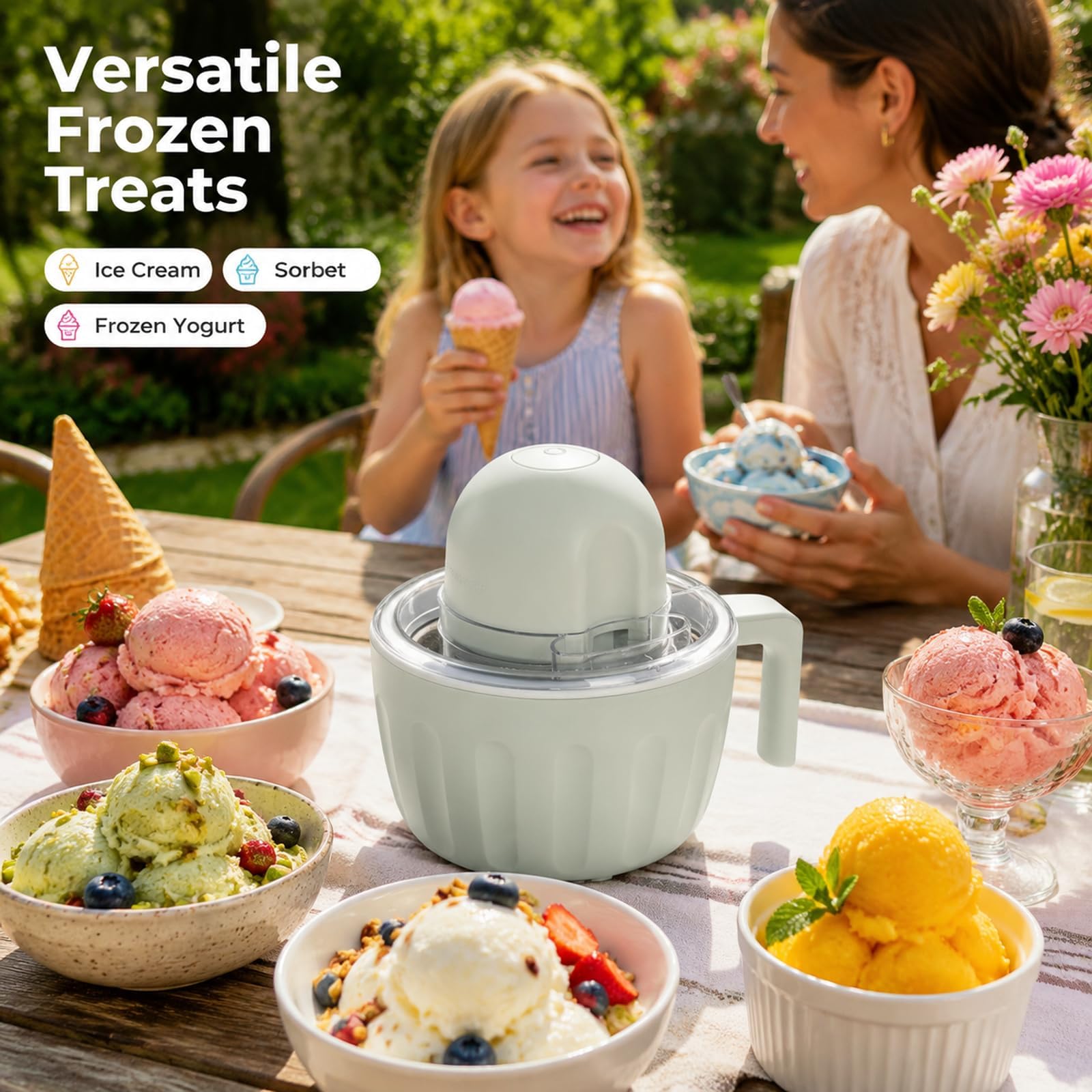 Tragbare Mini Eismaschine, Wiederaufladbarer Eiscreme Maker Kabellos, Für Frozen Yogurt Sorbet Gelato Hausgemachte Desserts Und Familie (1PCS)