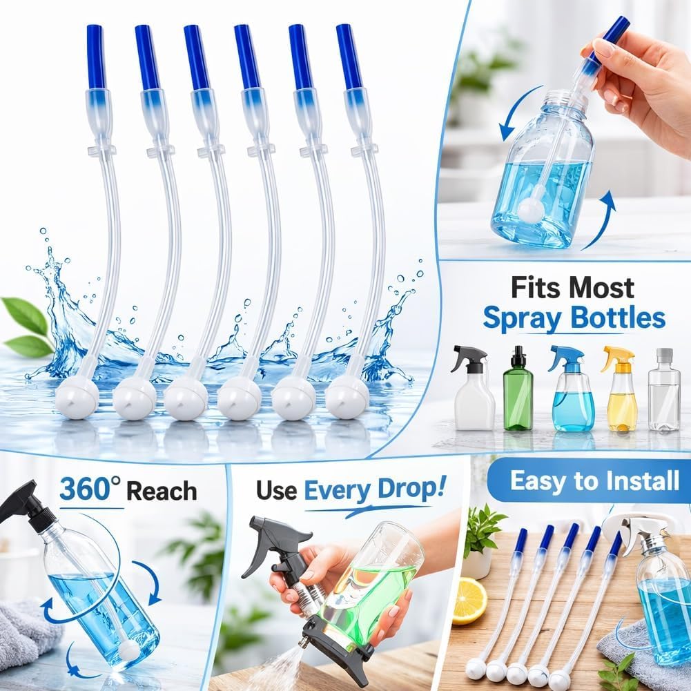 3-Pack Universal Fit 360° Spray Bottle Adapter, 4.3in Weighted Tube Replacement, tilted spray bottle adapter, Universal Connector, hose attachment for home office cleaning bottles (3pcs) — view 6