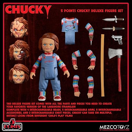 Miniatura 2 de Mezco Toyz Chucky Deluxe - Juego de figuras de 5 puntos