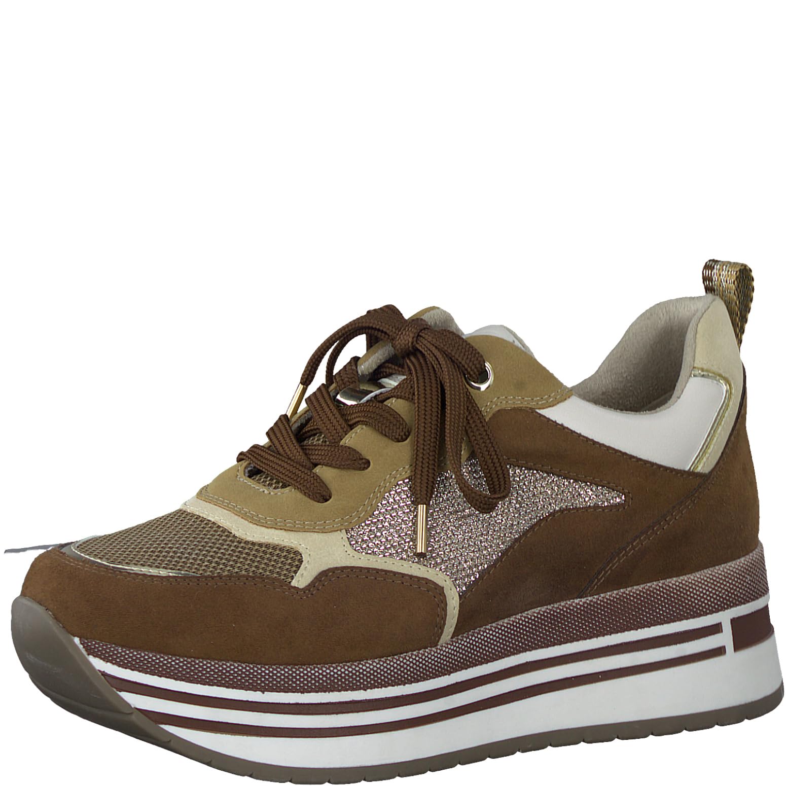 MARCO TOZZI Women's 2-23727-41 Sneaker, Cognac Comb, 6.5