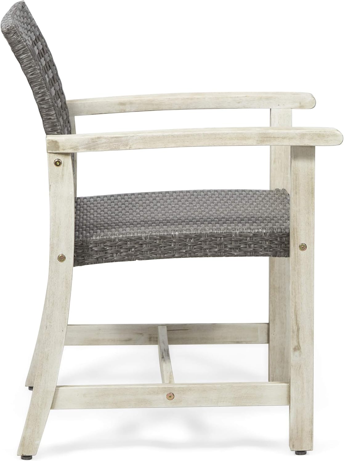 Great Deal Furniture Noble House Hampton Outdoor Acacia Wood Dining Chair in Light Gray (Set of 2)