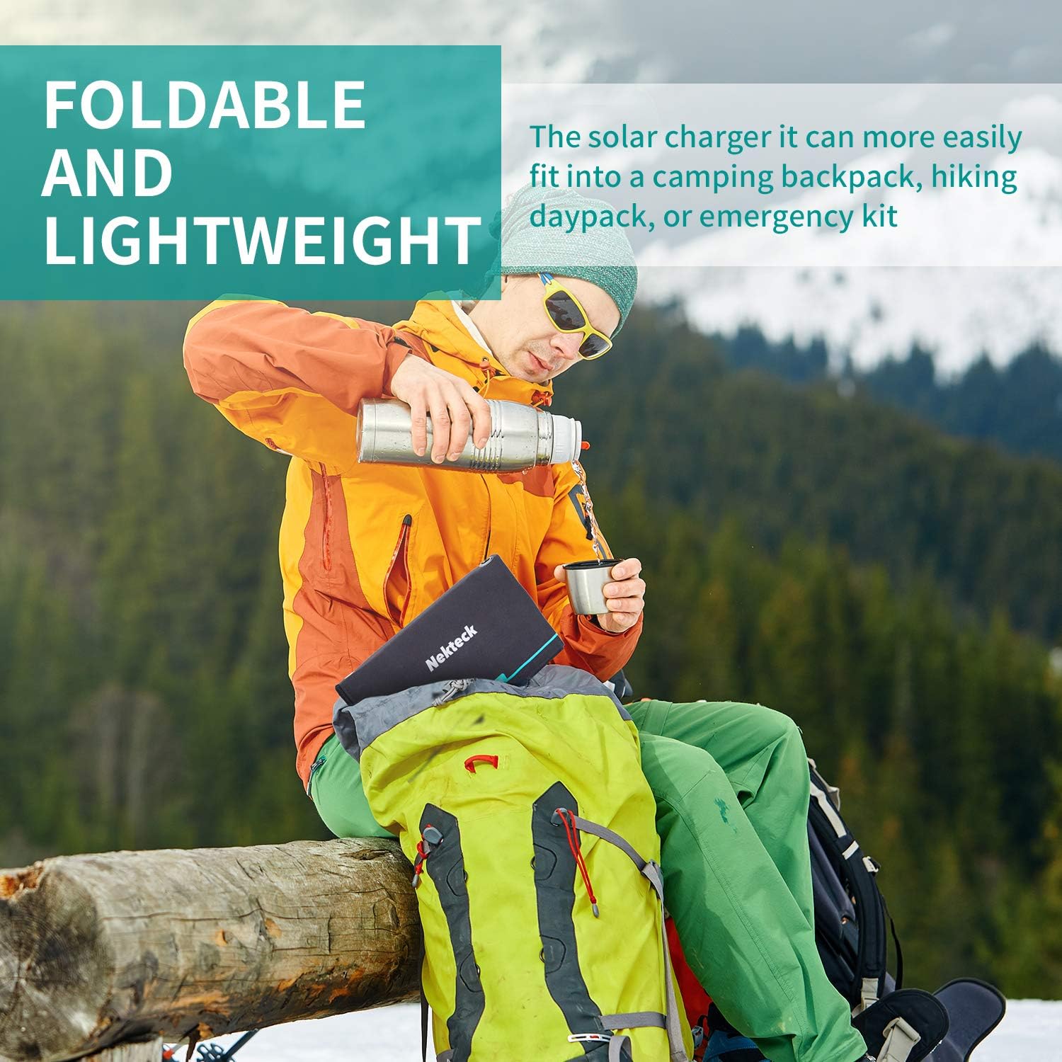 Best Review Nekteck 21W Solar Charger(5V/3A Max) with 2 USB Port, IPX4 Waterproof Portable and Foldable Hiking Camping Gear SunPower USB Solar Panel Compatible with iPhone, iPad, Samsung Galaxy, and More