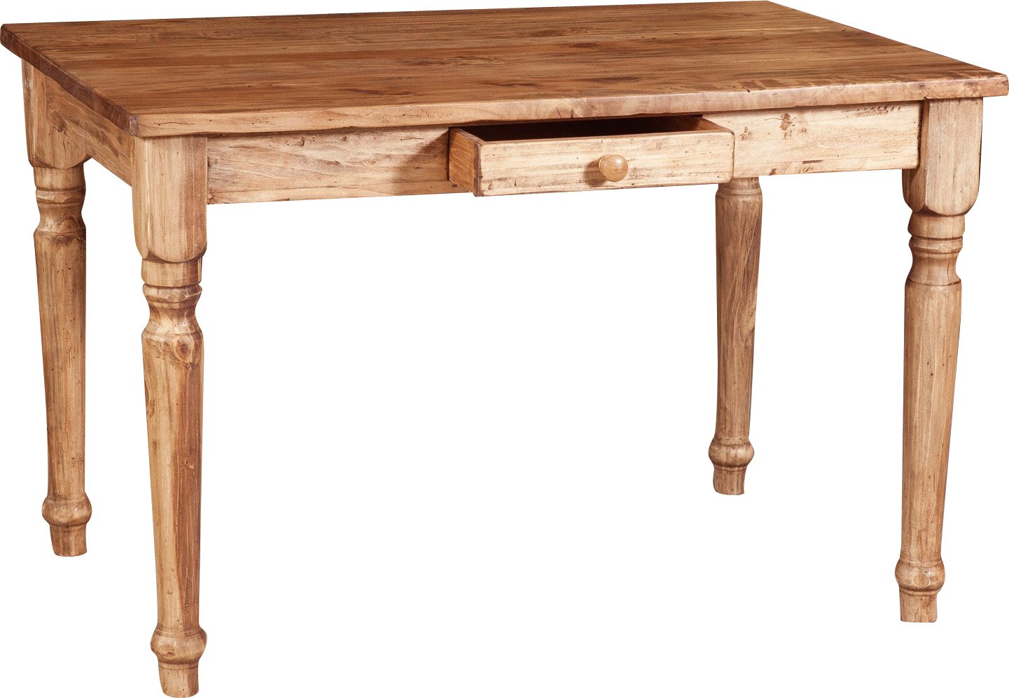 Biscottini Table de bureau bois 120x80x80 cm - Table de cuisine en tilleul massif - Table à manger pour intérieur et extérieur - Table en bois massif avec tiroir