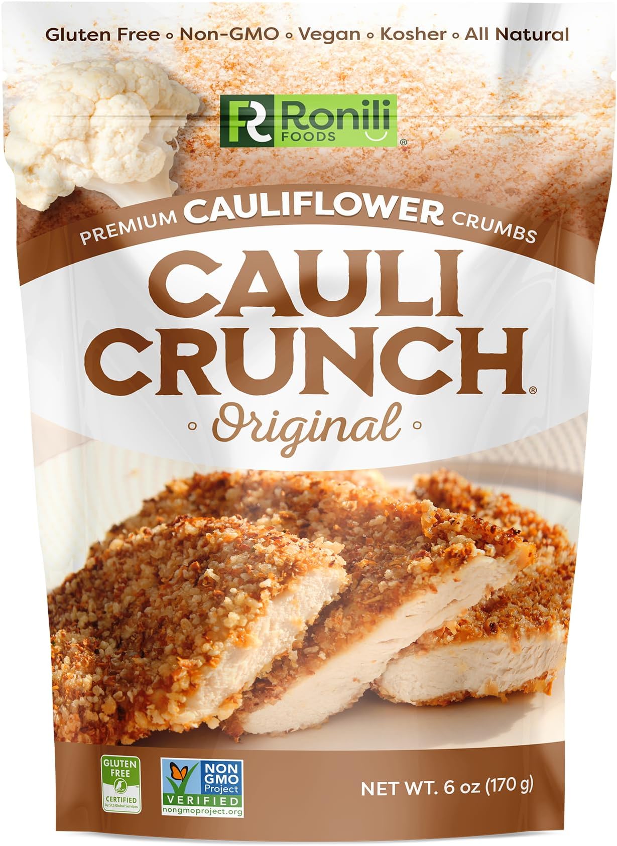 Cauli Crunch | Original Gluten Free Cauliflower Bread Crumbs – Bread-Free Breadcrumbs, Certified Gluten Free + NON-GMO, Vegan, Kosher Bread Crumbs, All Natural (Original)