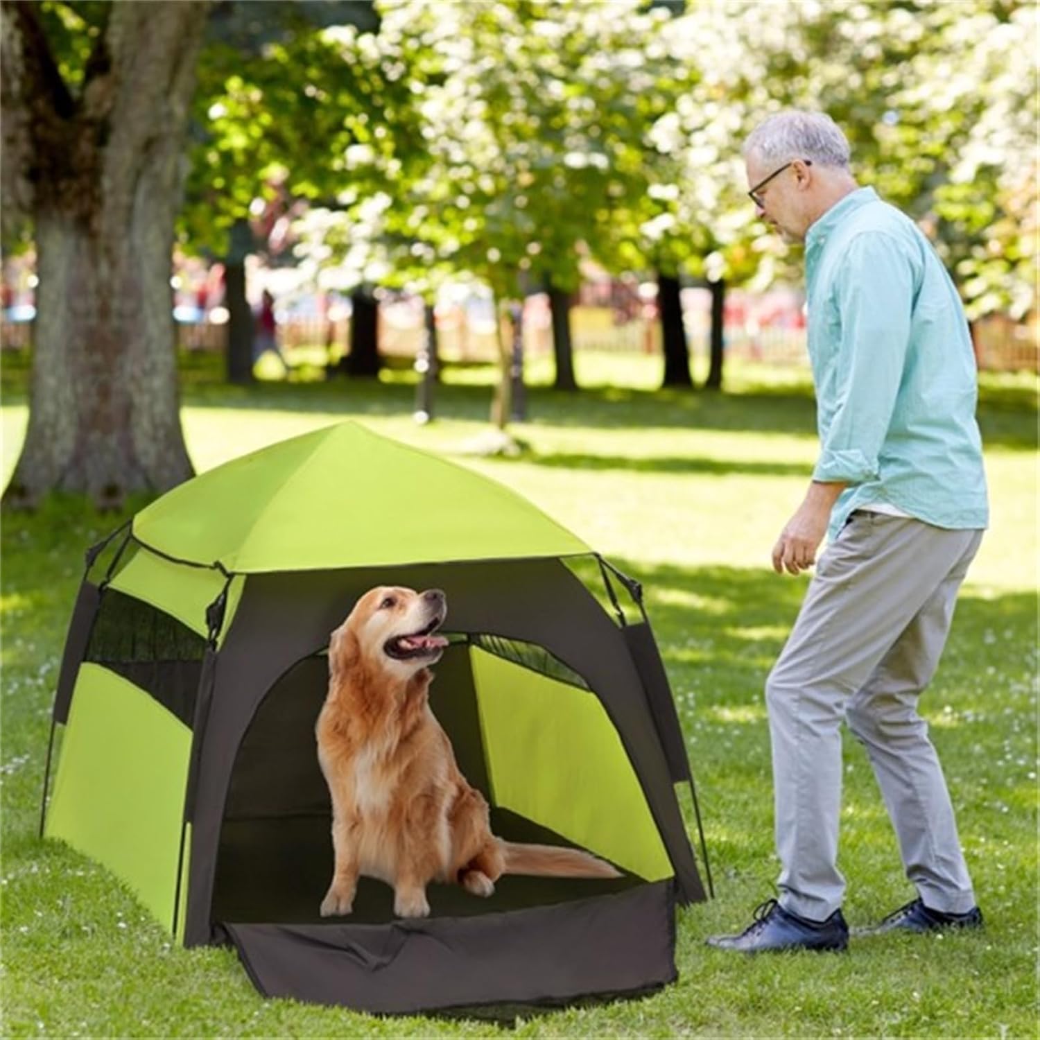 Pop-up Dog Tent, Dog House, Pet Outdoor Camping Tent, Pet Supplies, Suitable for Extra Large Dogs and Large Dogs up to 88 Pounds, Green
