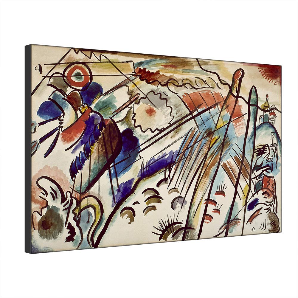 Art Mural Abstrait Kandinsky avec Cadre, Solution Prête à Poser pour Grand Mur Vide Salon